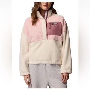 Columbia Lodge Sherpa Pullover in Chalk Dusty Pink NWT